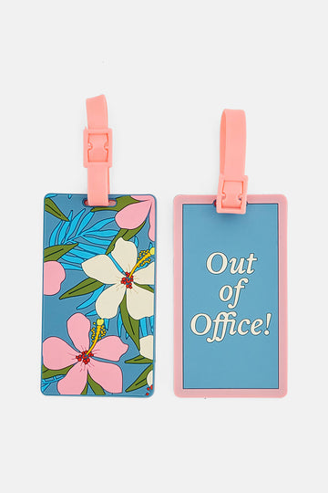 ELLEN TRACY Women 2 Pieces Floral Luggage Tag, Teal Combo
