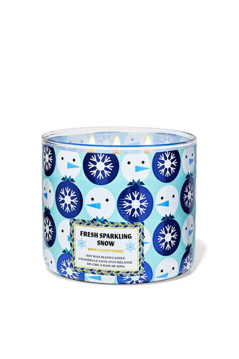 Bath & Body Works - 3 Wick Scented Candle - Fresh Sparkling Snow