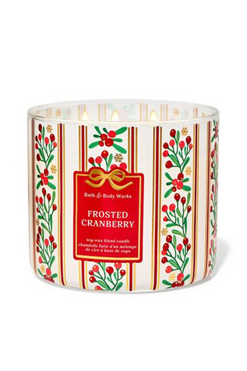 Bath & Body Works - 3 Wick Scented Candle - Frosted Cranberry