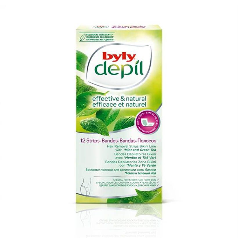 Byly depil mint and green tea bikini line hair removing strips