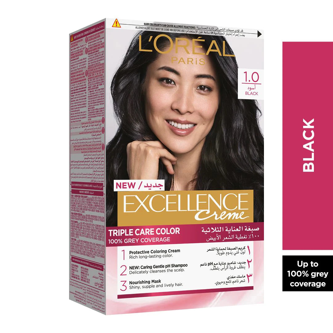 Loreal Paris Excellence Creme Permanent Hair Color 1.0 Black