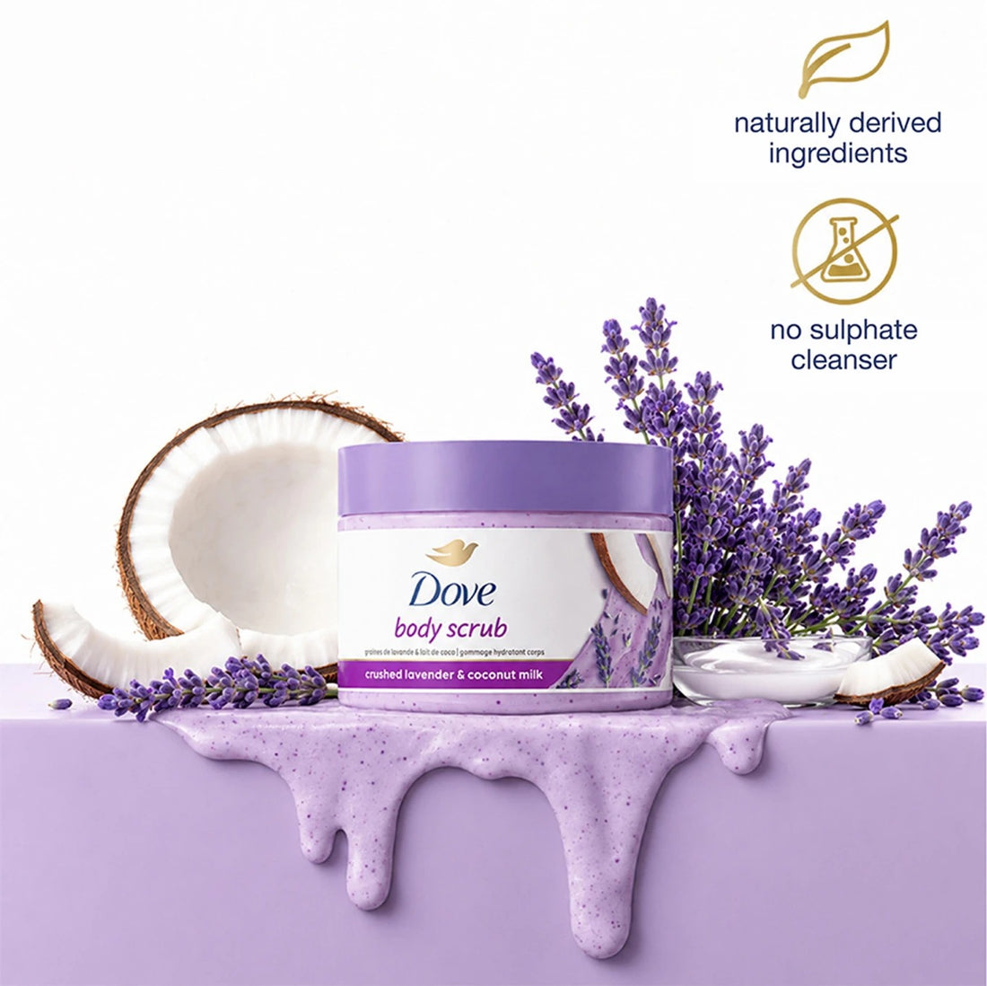 Dove Body Scrub Crushed Lavender & Coconut Milk  298g