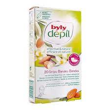Byly Depil Effective & Natural Chocolate Hair Removal Face Wax Strips 12-Pack