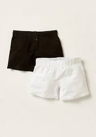 Juniors Solid Shorts with Elasticised Waistband - Set of 2
