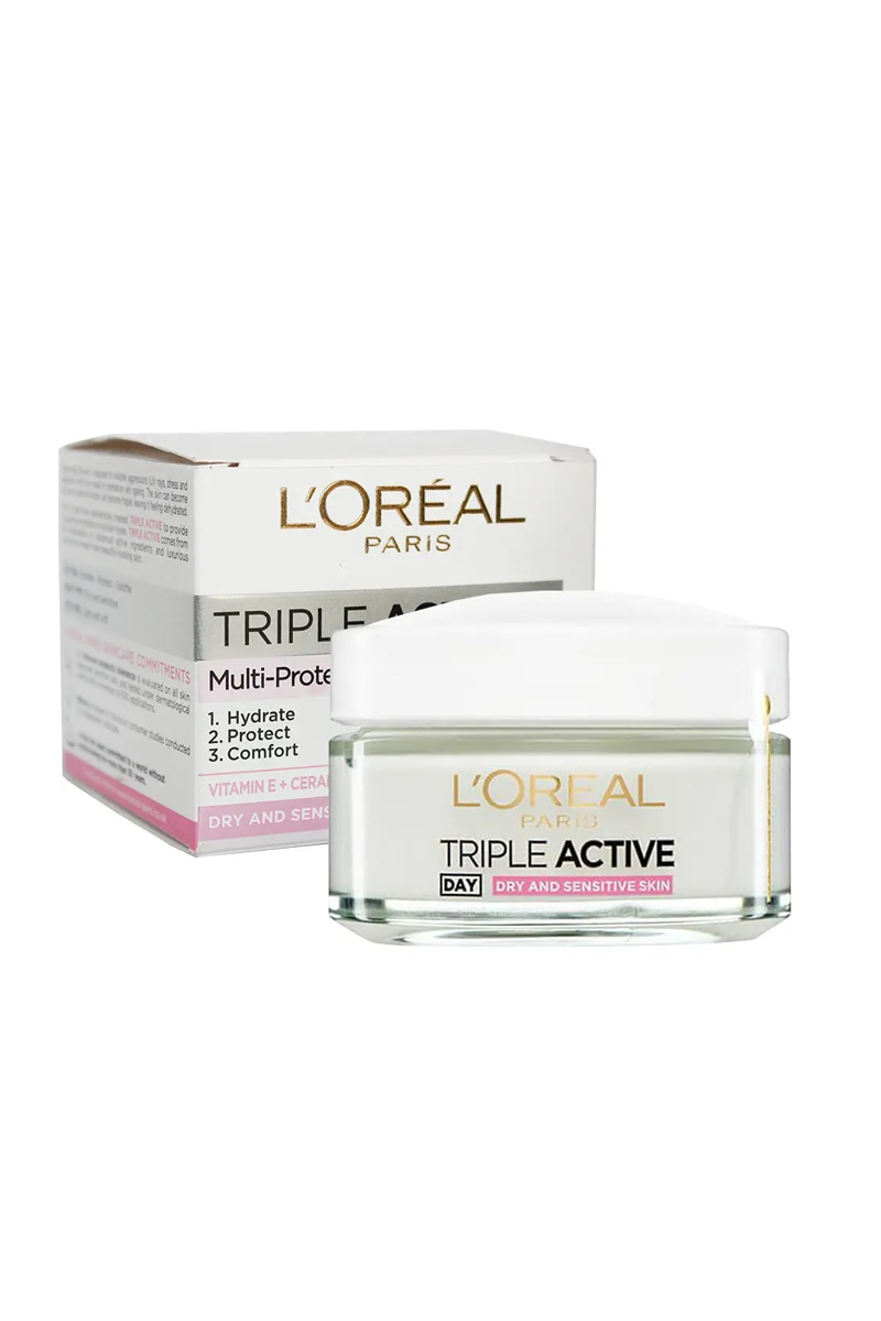 Loreal Paris Triple Active Multi-Protection Moisturiser Day Cream 50Ml. Available At Beauty Pouch, Free Delivery Across Pakistan
