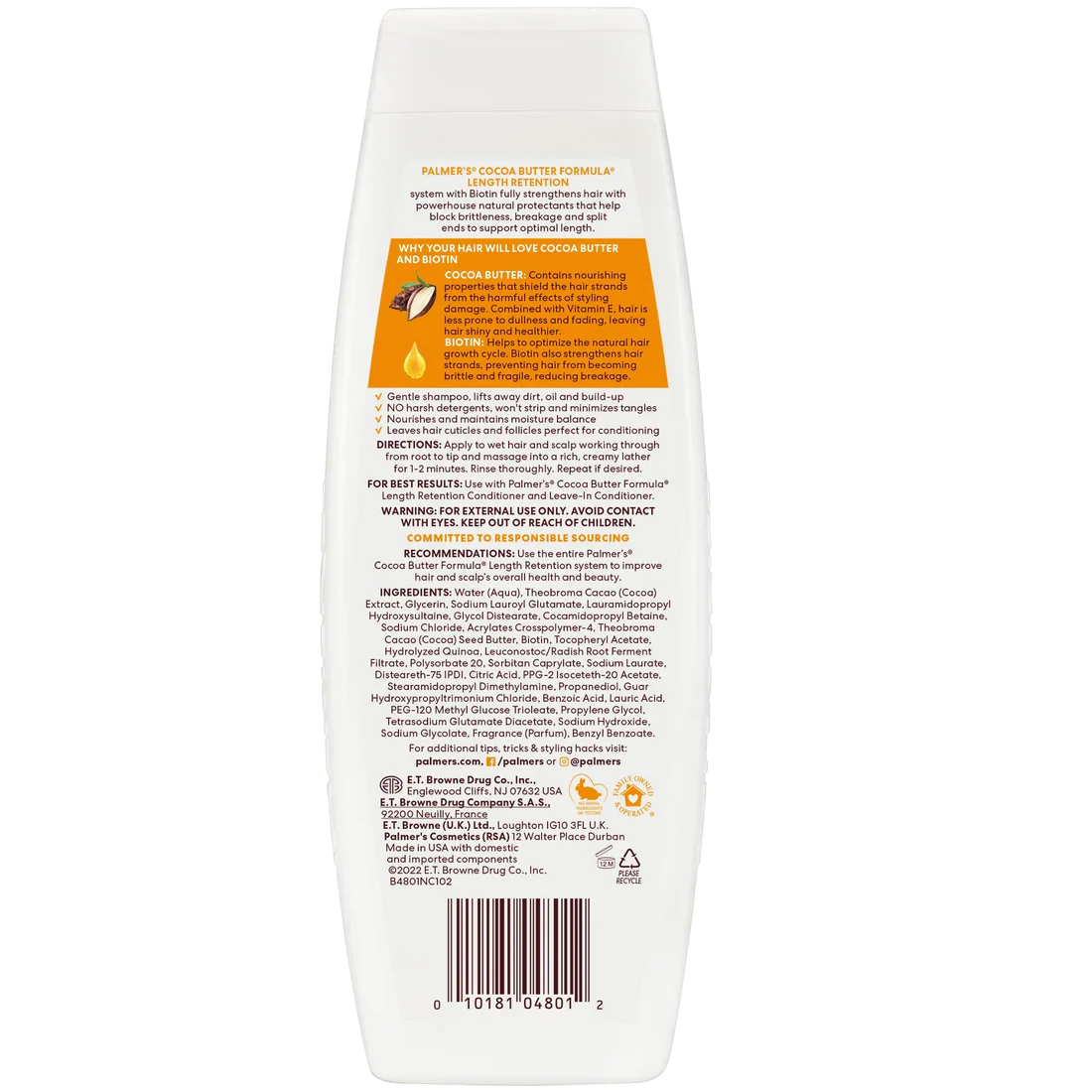 Palmers Cocoa Butter Formula Length Retention Shampoo 400ml back view in Pakistan