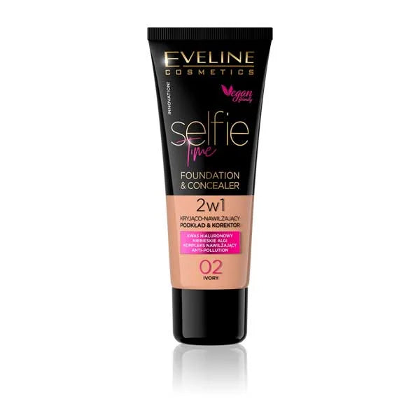 Eveline Selfie Time Foundation And Concealer 02 Ivory 30ml