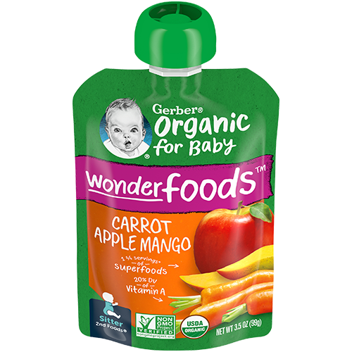 Gerber Organic Pouch Carrot Apple Mango 99g