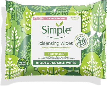 Simple Kind to Skin Cleansing Wipes Remove Waterproof Makeup  20pc