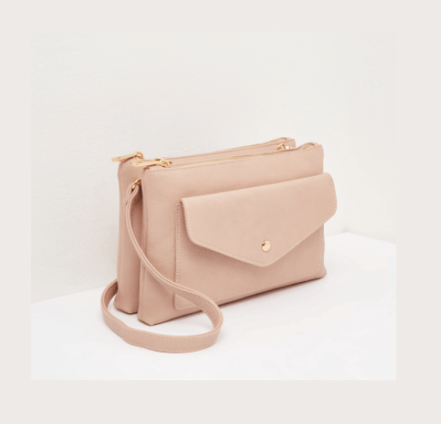 Shoexpress Textured Shoulder Bag with Detachable Sling Strap Tea Pink