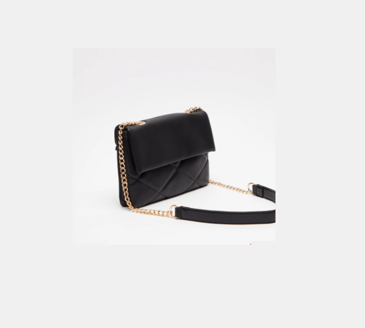 Sasha Quilted Crossbody Bag with Chain Straps Black