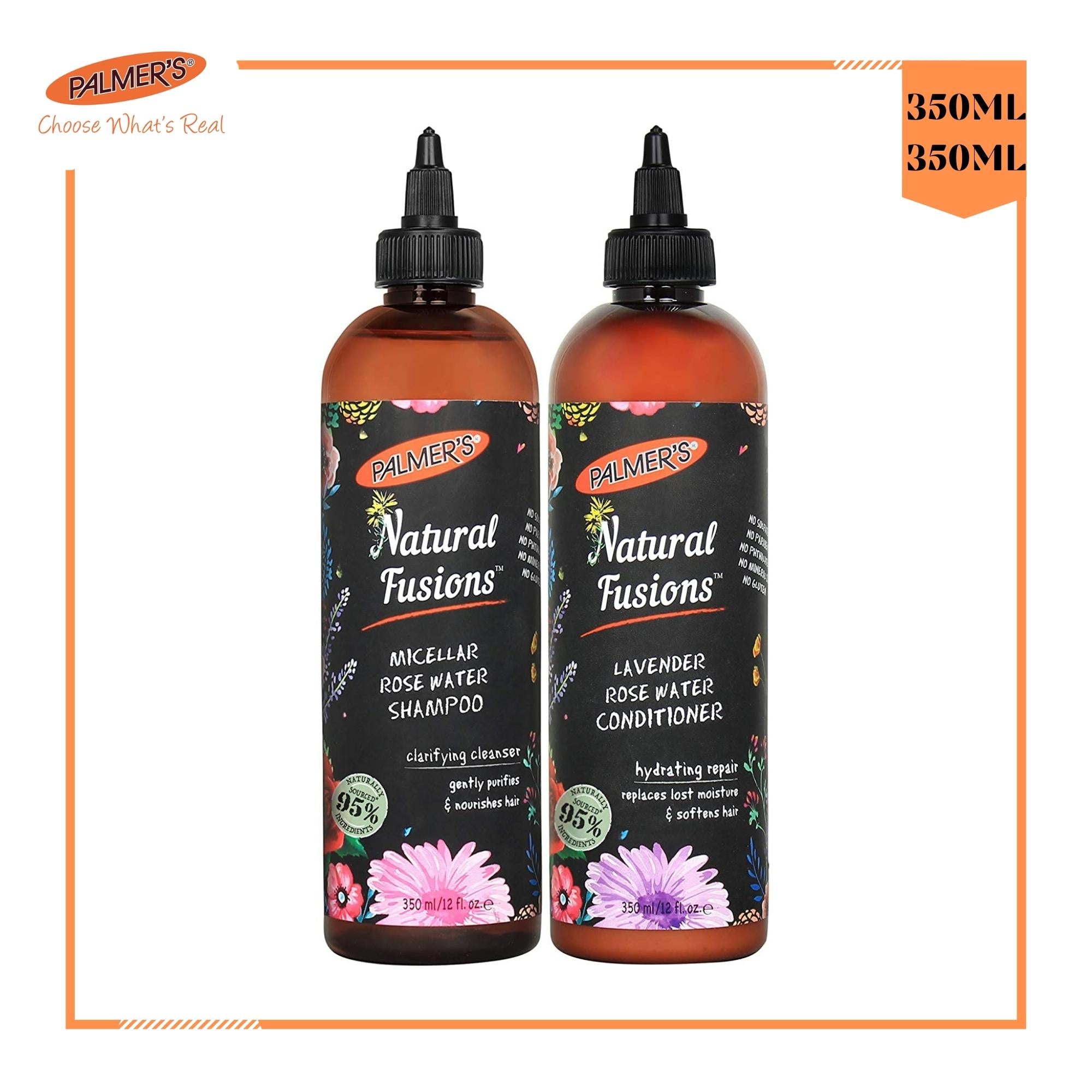 Palmers Natural Fusions Lavender Rose Water Conditioner And Get 1 Free Shampoo 350ml
