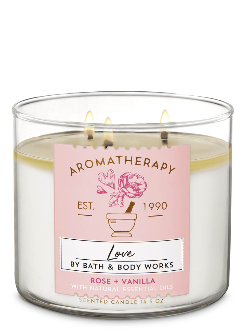 Bath & Body Works Rose Vanilla 3 Wick Candle