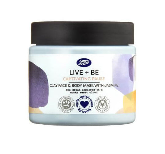 Boots Live + Be Captivating Pause Clay Face & Body Mask With Jasmine 200ml