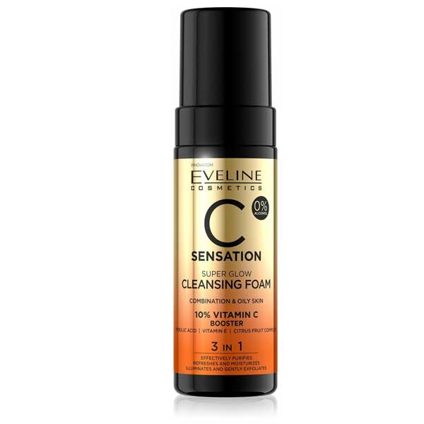 Eveline C Sensation Super Glow Cleansing Foam 10 % Vitamin C 3 In 1