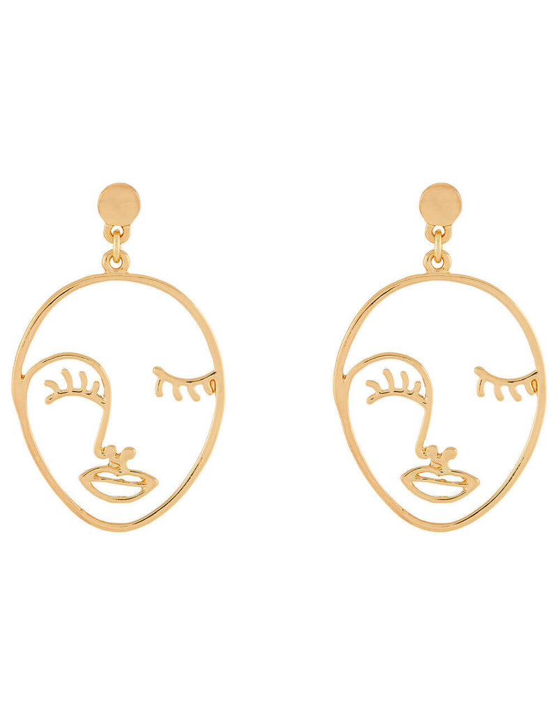 Accessorize Gold Face Earrings