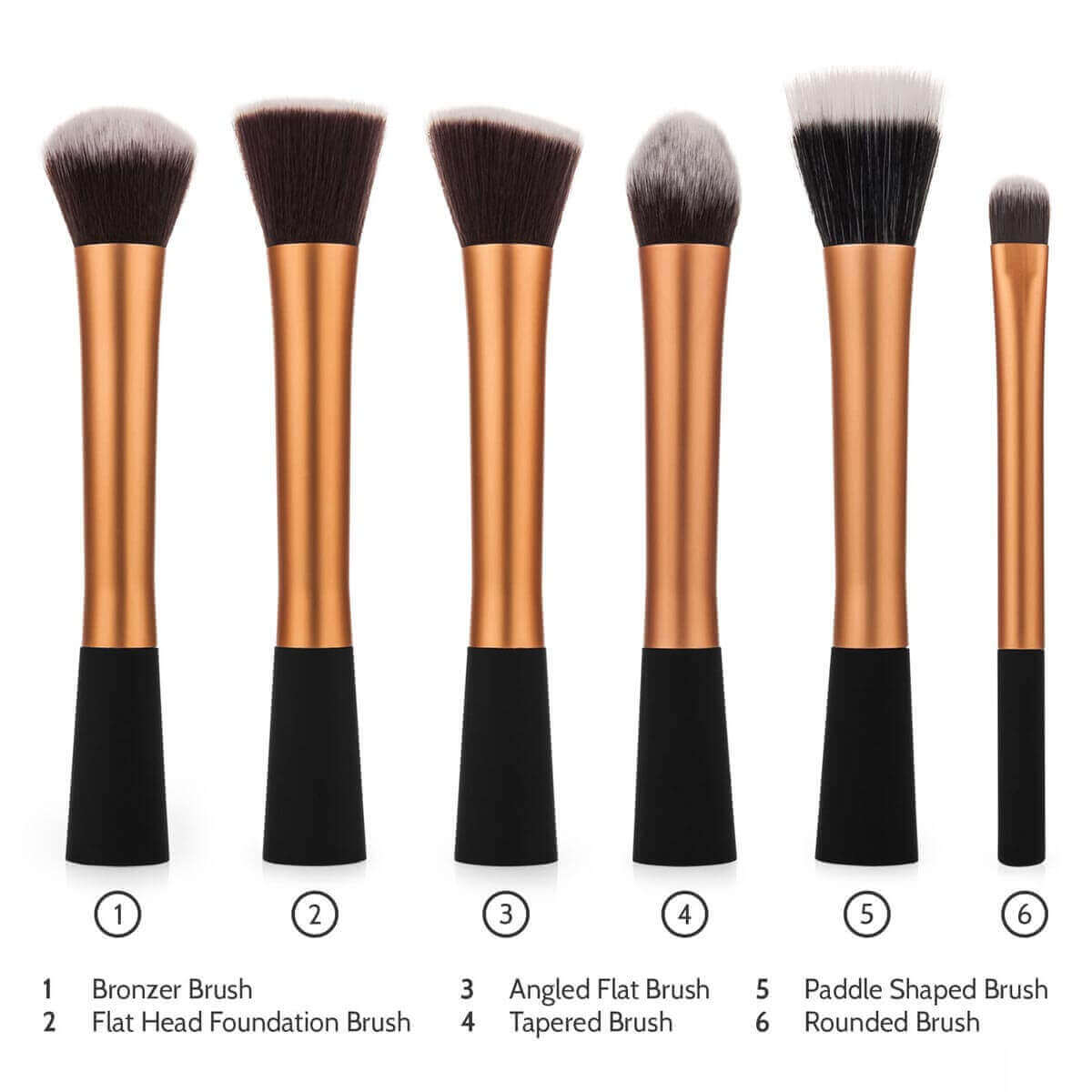 Savisto Essentials Uk Makeup Brushes Set Gold 6 Brushes Included
