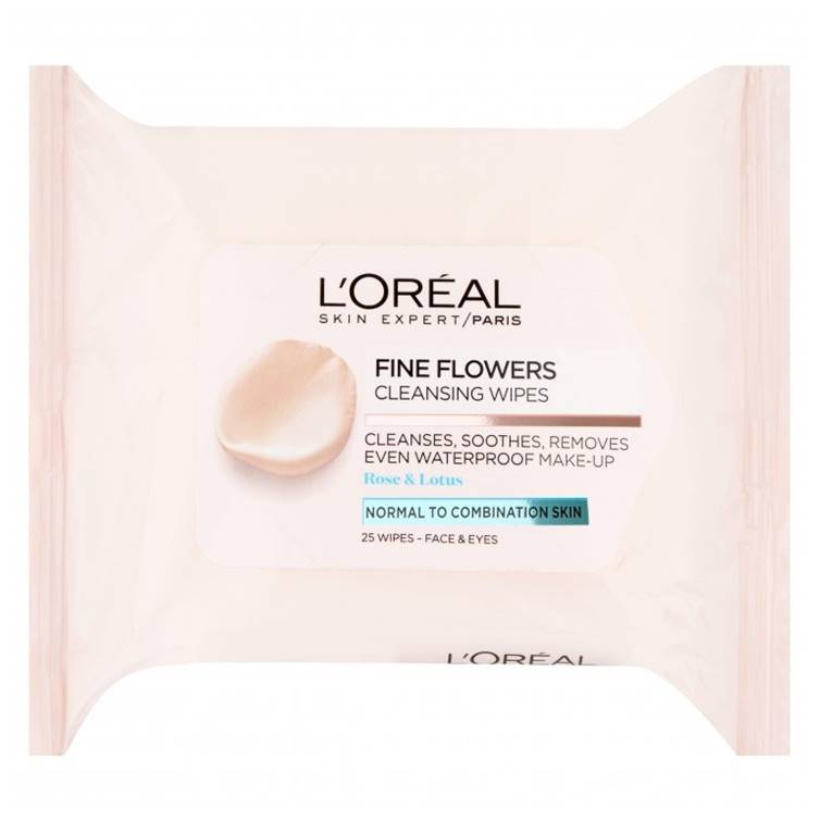 Loreal Fine Flowers Cleansing Wipes For Normal To Combination Skin 25Pcs