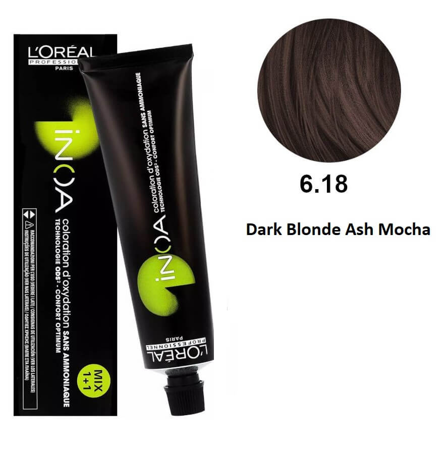 Loreal Professional Hair Color Inoa 6.18 Dark Blonde Ash Mocha