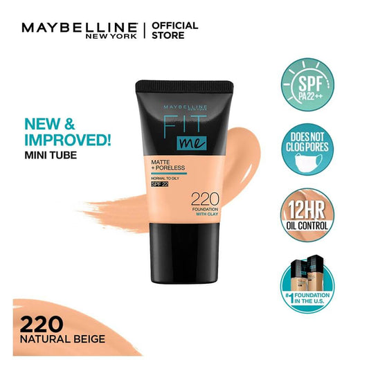 Maybelline Fit Me Matte + Poreless Liquid Foundation, 220, Natural Beige