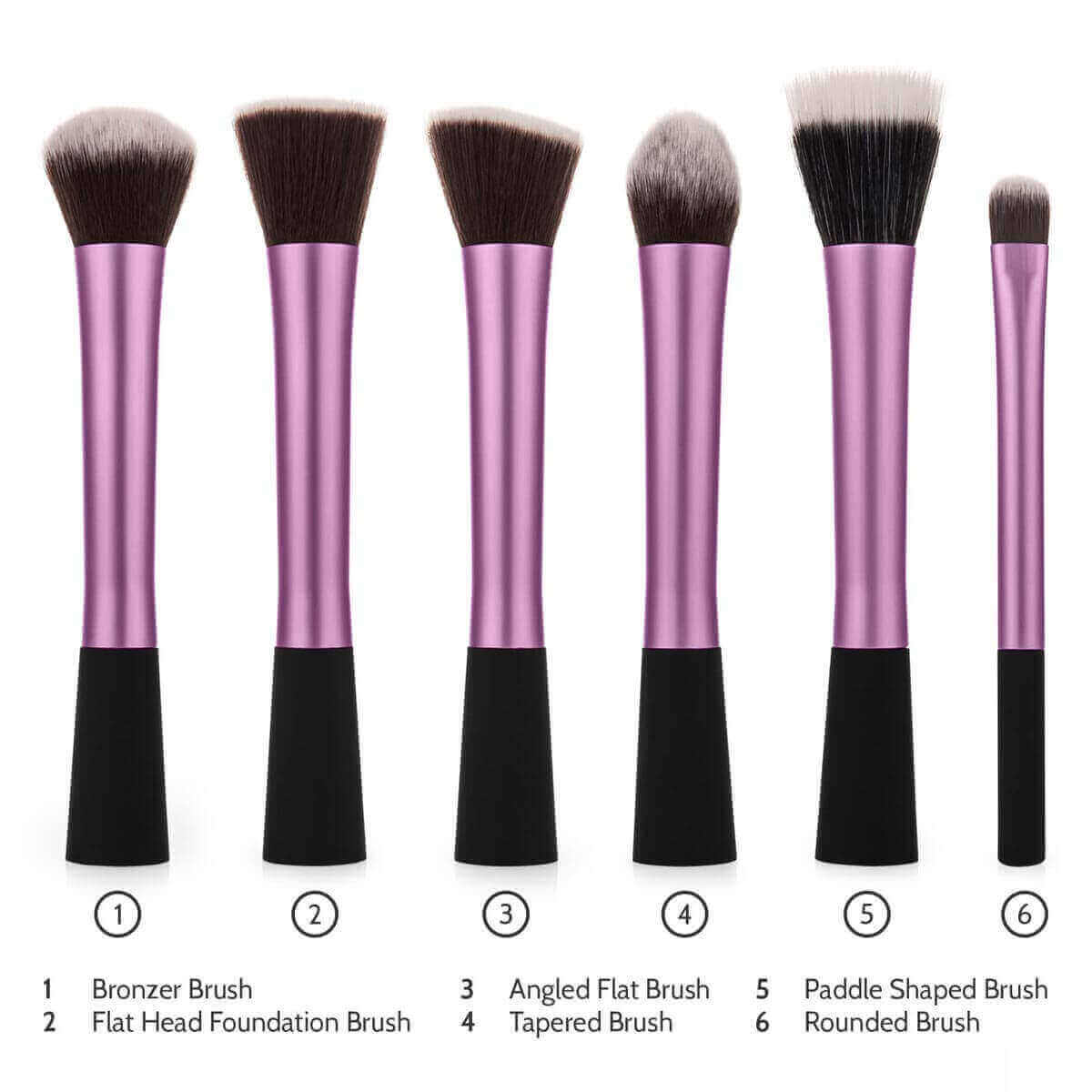 Savisto Essentials Uk Makeup Brushes Set Purple 6 Brushes Included