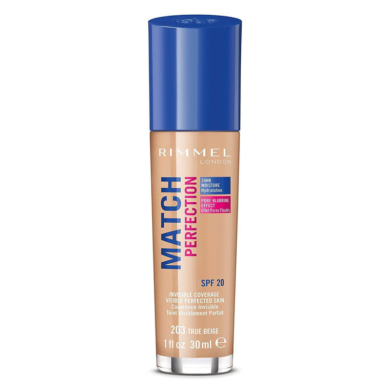 Rimmel London Match Perfection Liquid Foundation 203 True Beige 30ml