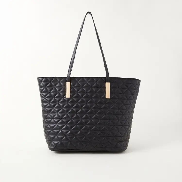 Sasha Quilted Shopper Bag Black