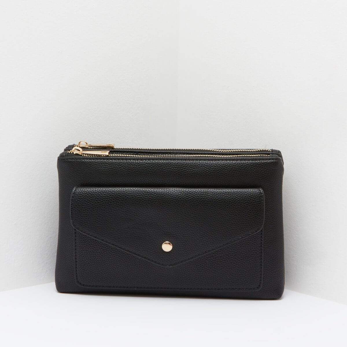 Shoexpress Texture Shoulder Bag with Detachable Sling Strap Black