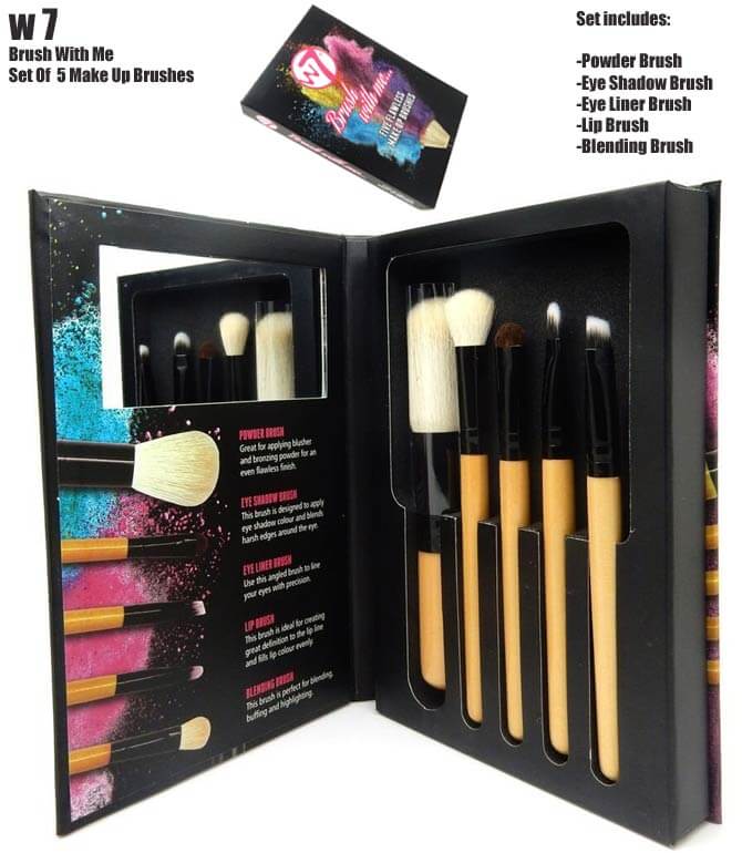 W7 Brush With Me Set Of 5 Makeup Burshes