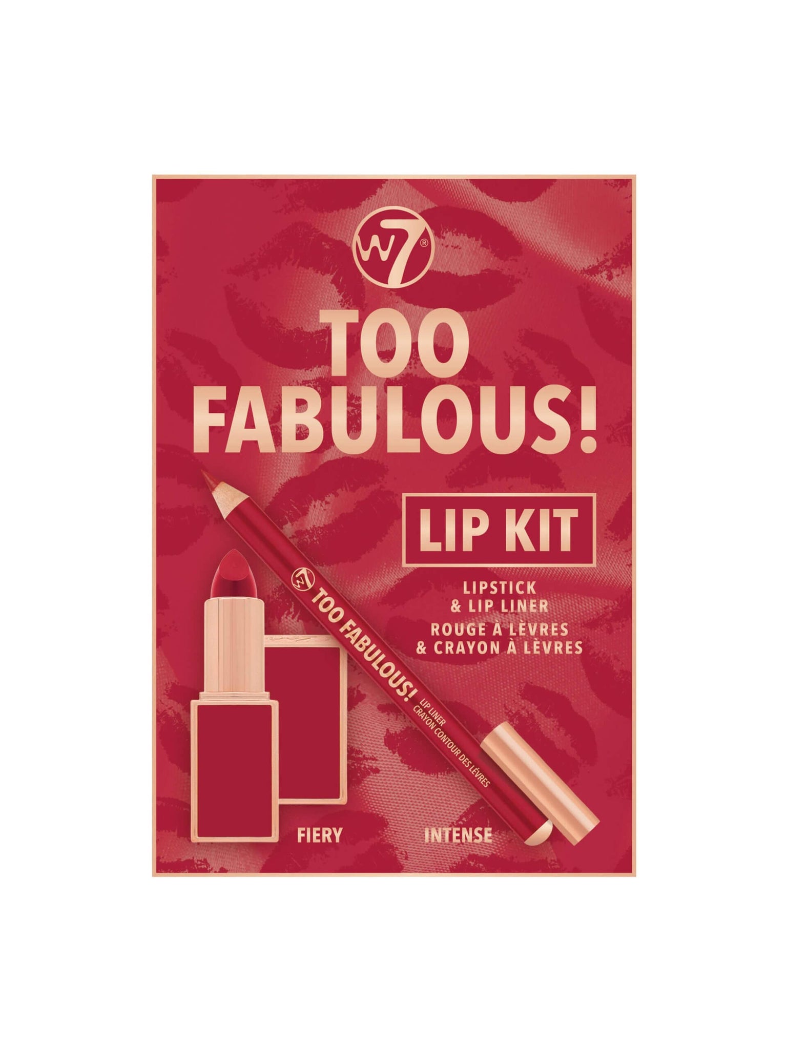 W7 Too Fabulous Lip Kit Lipstick and Lip Liner Duo Gift Set
