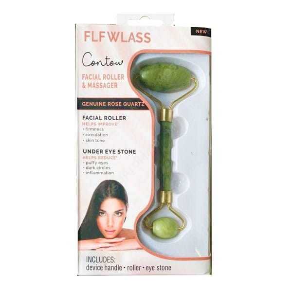 Jade roller and guasha green facial roller set