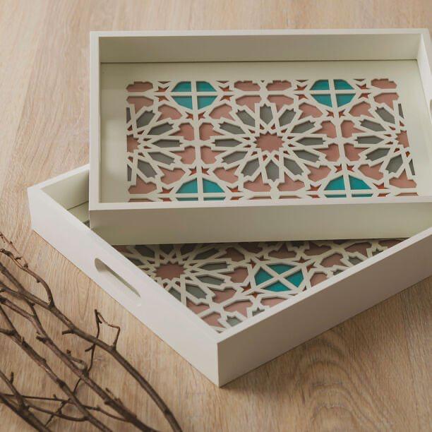 Multi-colored Wooden Trays Set
