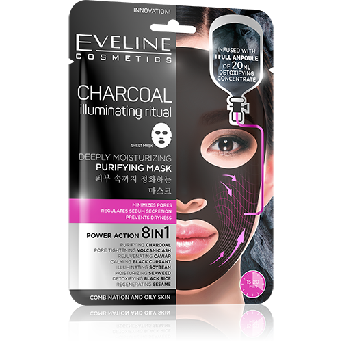 Eveline Charcoal Illuminating Ritul Deeply Moisturizing Purifying Mask